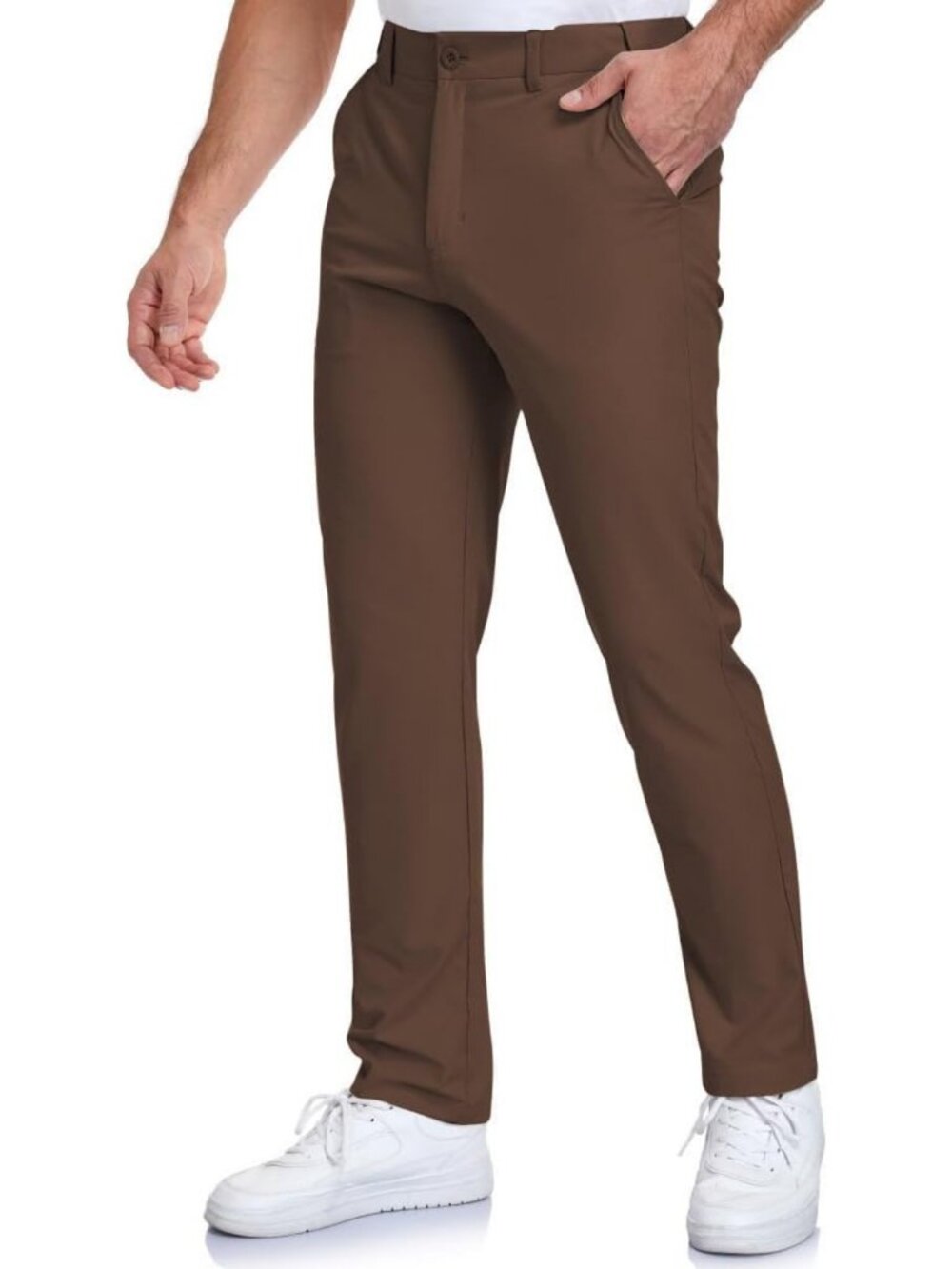Men's Stretch Lightweight Golf Pants | Elastic Waist, 4 Pockets, Work & Dress